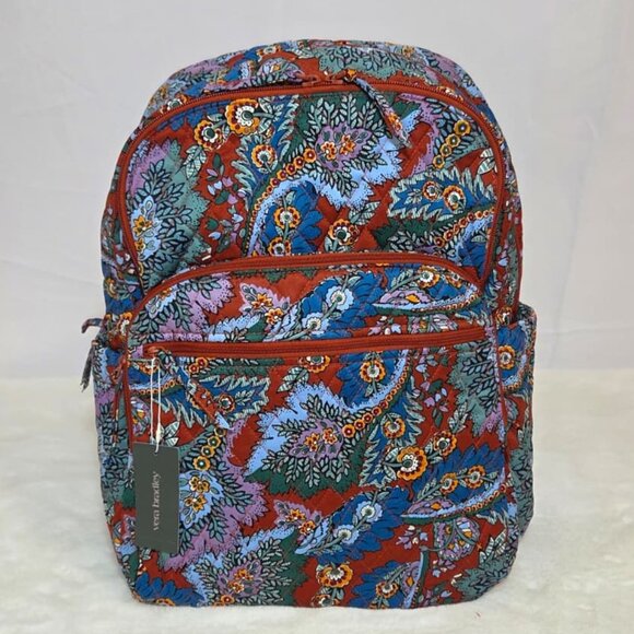 NWT Vera Bradley Large Bancroft Backpack Cotton, Flowers + Feathers main image 5